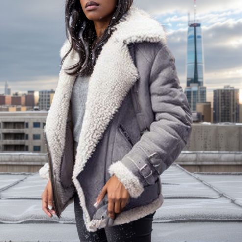 Heidi-Mode | Stylische Bikerjacke aus Wildlederimitat Perfekt für Trendige Looks