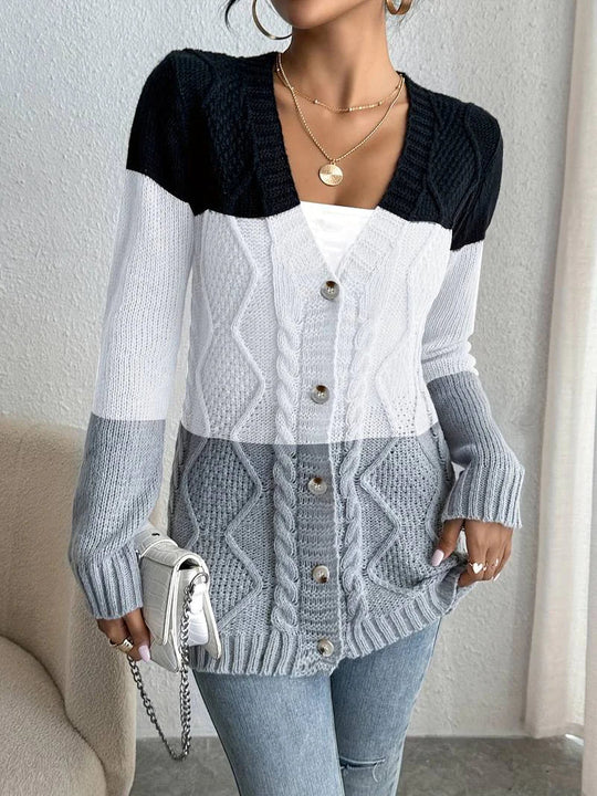 Heidi-Mode | Kleurblok Vest Met Knoopsluiting