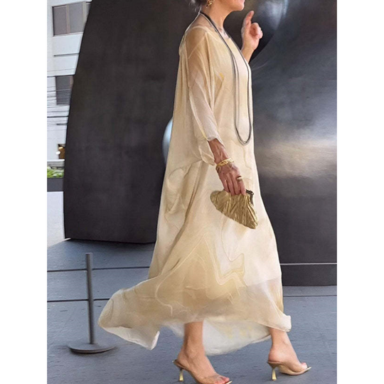 Heidi-Mode | Chiffon-Kleid mit Marmorprint