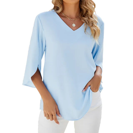 Heidi-Mode | Elegante V-ausschnitt Bluse Damen