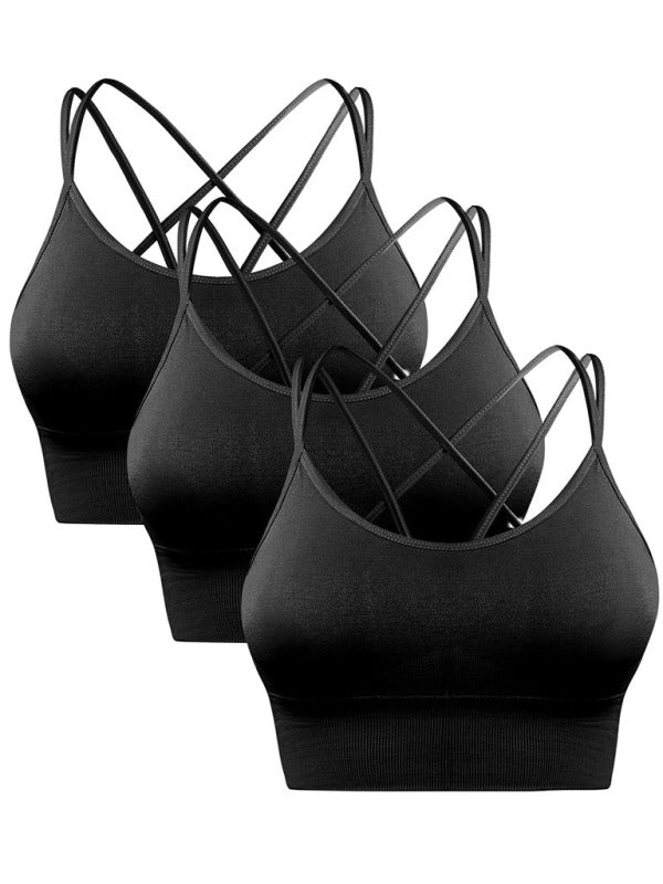 Heidi-Mode | 3Er Pack Damen Sport Bh Gepolstert Crisscross Yoga Bh Nahtlos Mittel Impact Fitness Activewear