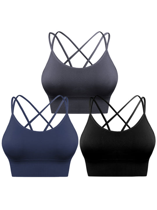 Heidi-Mode | 3Er Pack Damen Sport Bh Gepolstert Crisscross Yoga Bh Nahtlos Mittel Impact Fitness Activewear