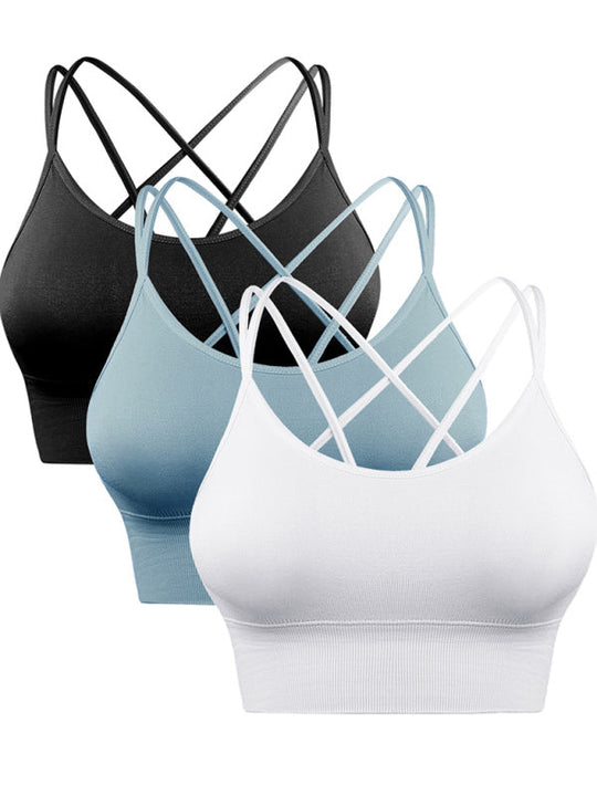 Heidi-Mode | 3Er Pack Damen Sport Bh Gepolstert Crisscross Yoga Bh Nahtlos Mittel Impact Fitness Activewear