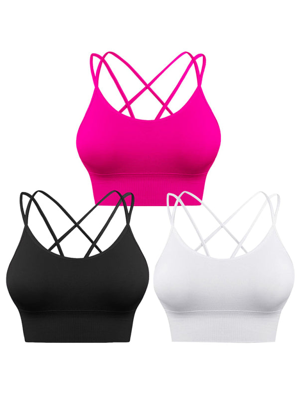 Heidi-Mode | 3Er Pack Damen Sport Bh Gepolstert Crisscross Yoga Bh Nahtlos Mittel Impact Fitness Activewear