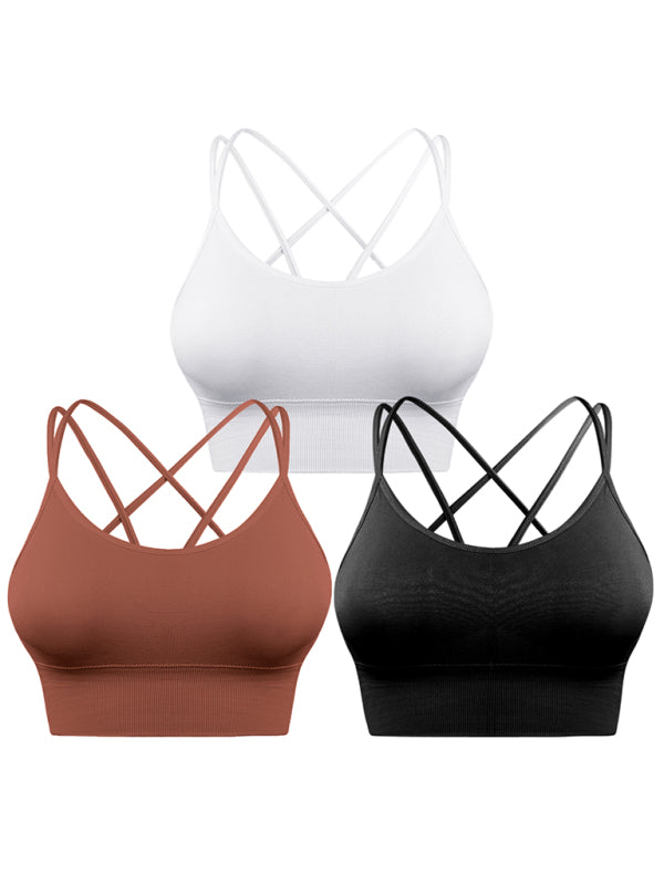 Heidi-Mode | 3Er Pack Damen Sport Bh Gepolstert Crisscross Yoga Bh Nahtlos Mittel Impact Fitness Activewear