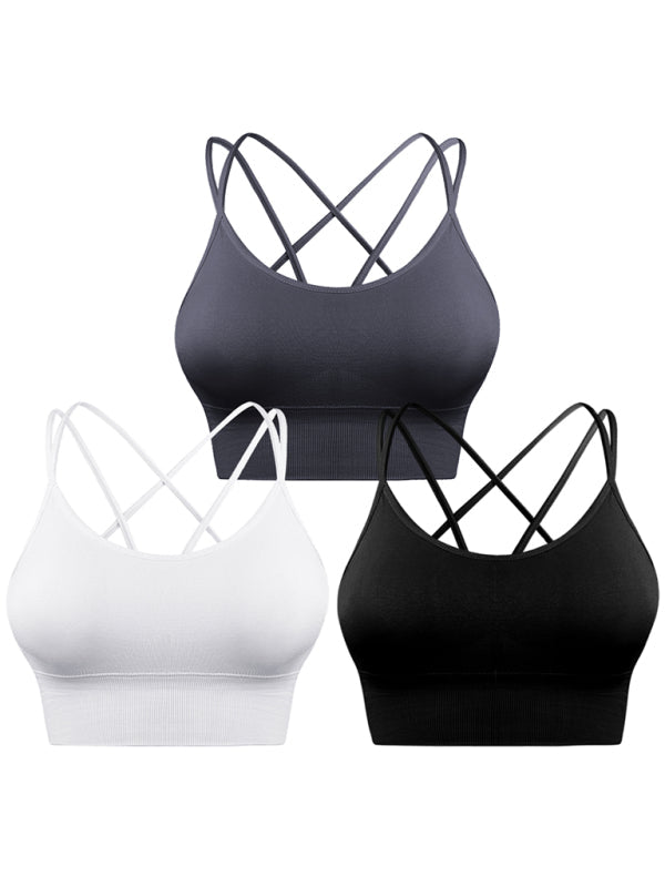Heidi-Mode | 3Er Pack Damen Sport Bh Gepolstert Crisscross Yoga Bh Nahtlos Mittel Impact Fitness Activewear