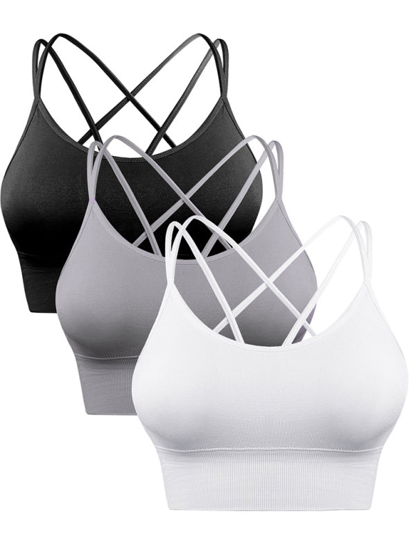 Heidi-Mode | 3Er Pack Damen Sport Bh Gepolstert Crisscross Yoga Bh Nahtlos Mittel Impact Fitness Activewear