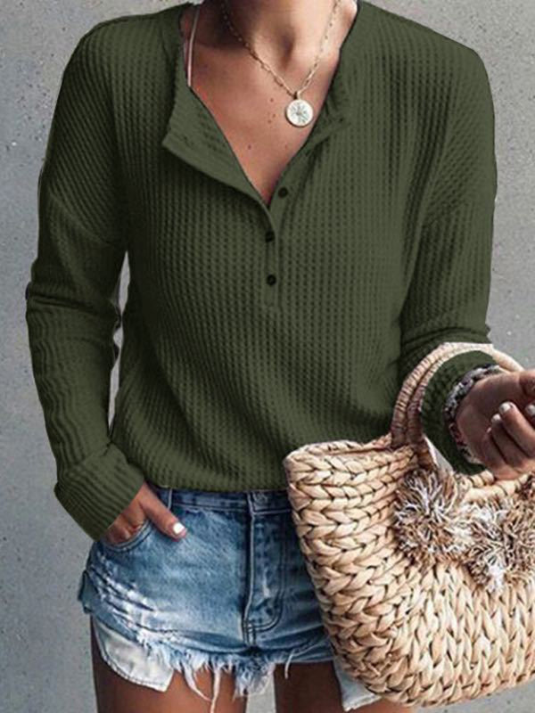 Heidi-Mode | Damen Tops Rundhals Offene Röhre Lange Ärmel Einfarbig T-Shirt