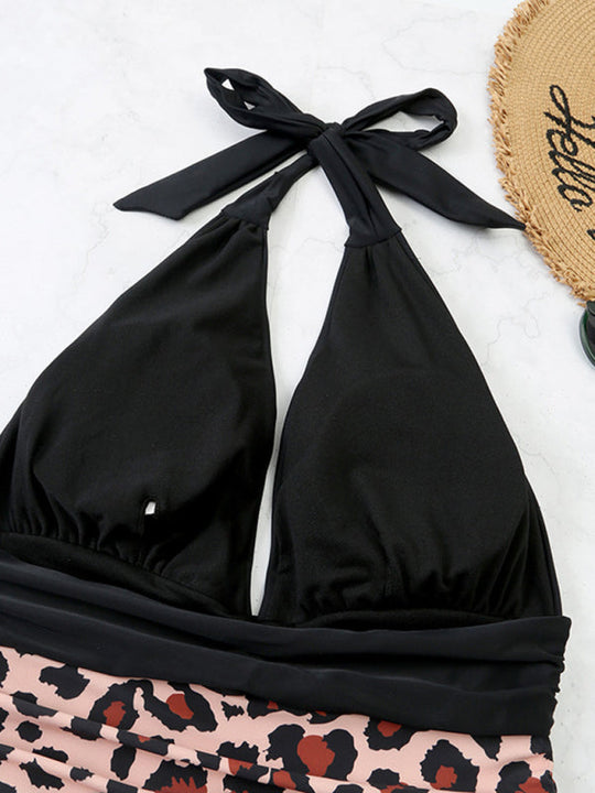 Heidi-Mode | Badeanzug Damen Einteiler Halter Sexy Farbblock Bauchbedeckender Bikini Badeanzug