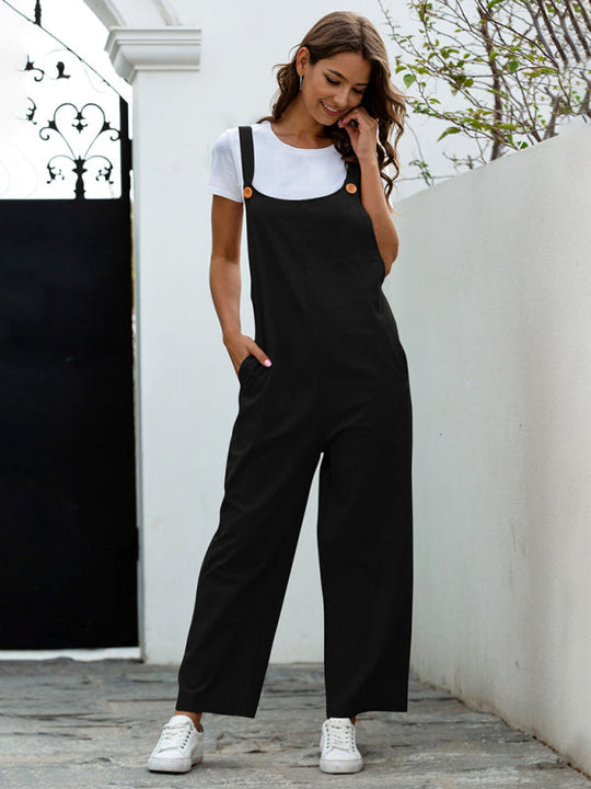 Heidi-Mode | Damen Gewebte Retro Lässige Lange Latzhose