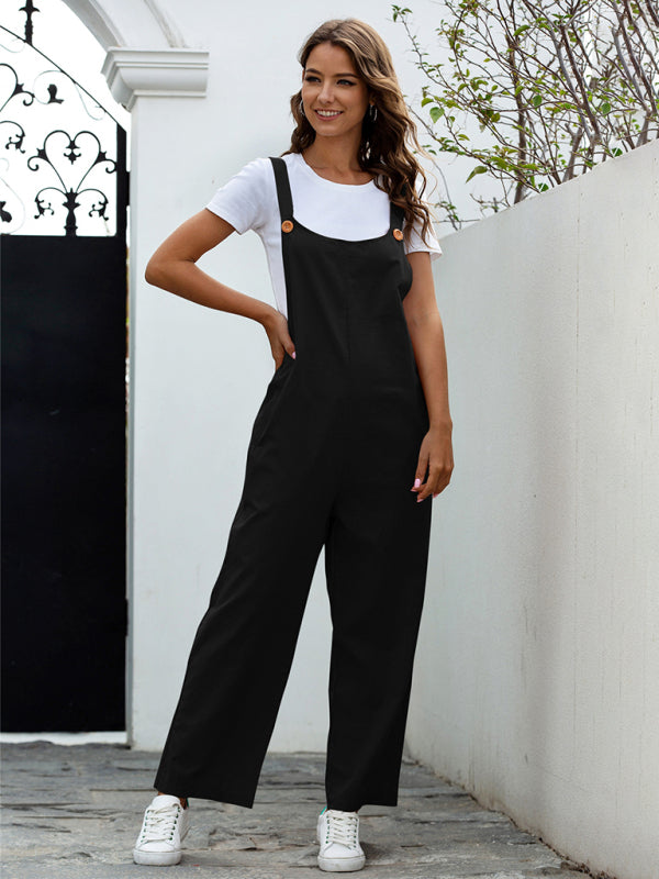 Heidi-Mode | Damen Gewebte Retro Lässige Lange Latzhose