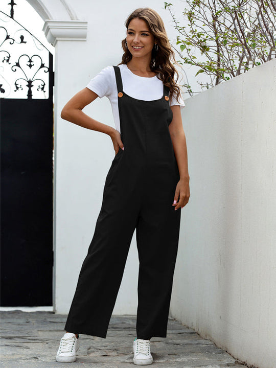 Heidi-Mode | Damen Gewebte Retro Lässige Lange Latzhose