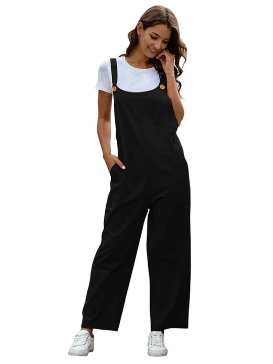 Heidi-Mode | Damen Gewebte Retro Lässige Lange Latzhose