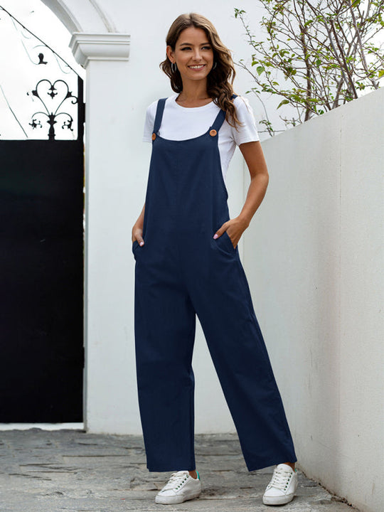 Heidi-Mode | Damen Gewebte Retro Lässige Lange Latzhose