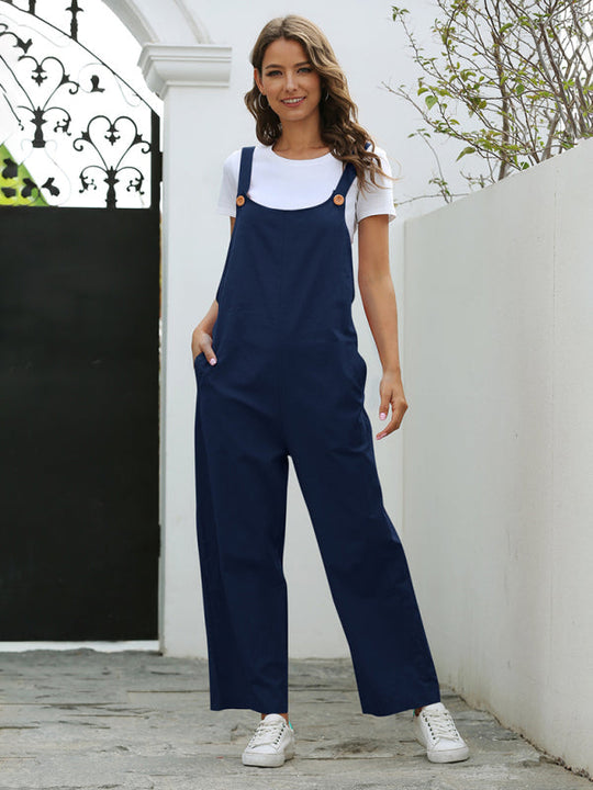 Heidi-Mode | Damen Gewebte Retro Lässige Lange Latzhose