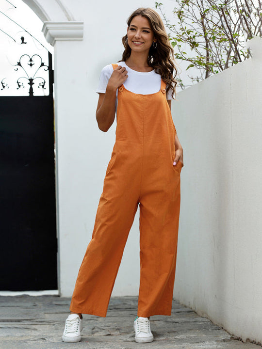 Heidi-Mode | Damen Gewebte Retro Lässige Lange Latzhose