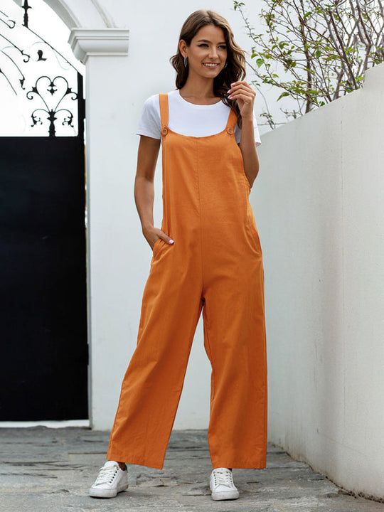 Heidi-Mode | Damen Gewebte Retro Lässige Lange Latzhose