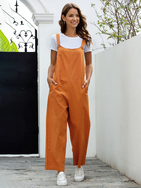 Heidi-Mode | Damen Gewebte Retro Lässige Lange Latzhose