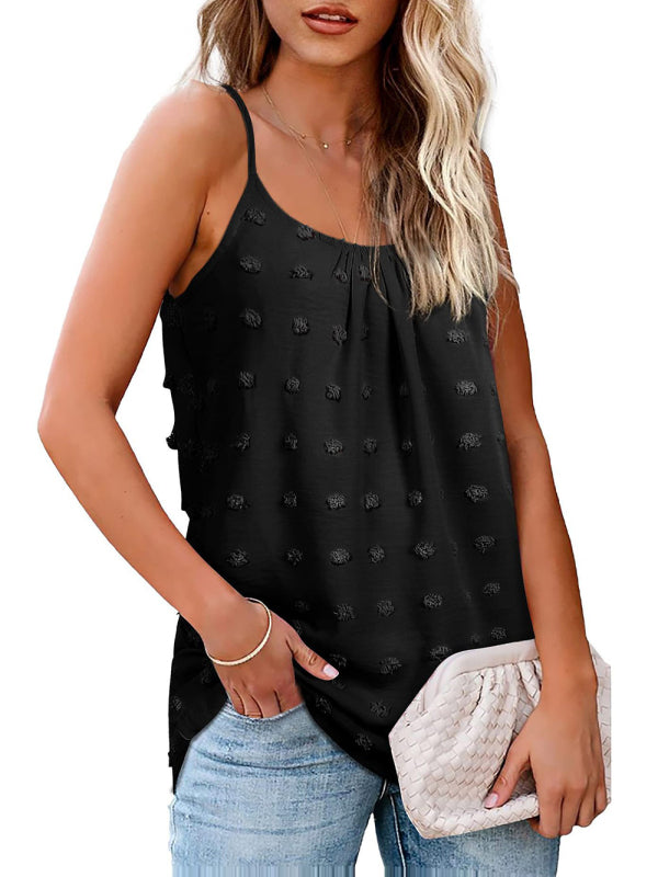 Heidi-Mode | Rundhals Pompom Ärmelloses Verstellbares Tops Damen