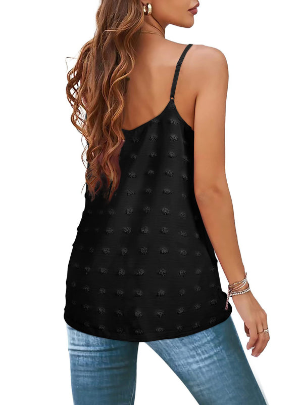 Heidi-Mode | Rundhals Pompom Ärmelloses Verstellbares Tops Damen