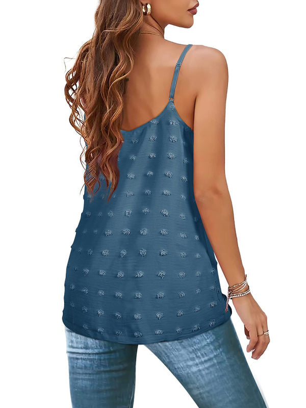 Heidi-Mode | Rundhals Pompom Ärmelloses Verstellbares Tops Damen