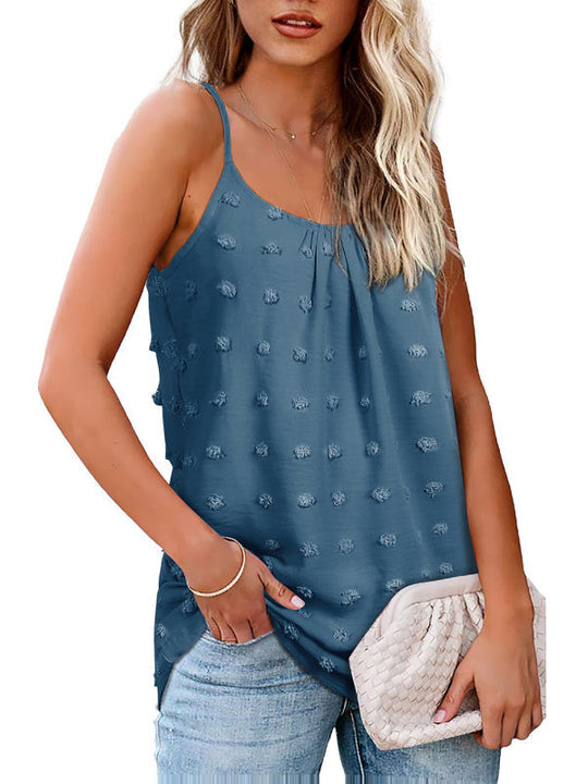 Heidi-Mode | Rundhals Pompom Ärmelloses Verstellbares Tops Damen