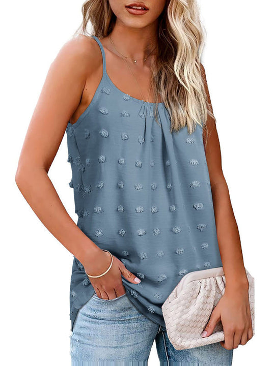 Heidi-Mode | Rundhals Pompom Ärmelloses Verstellbares Tops Damen
