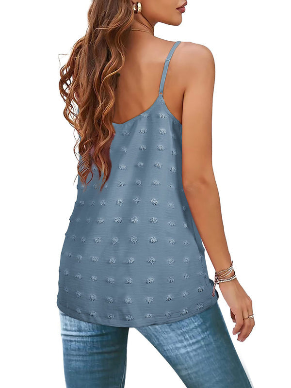 Heidi-Mode | Rundhals Pompom Ärmelloses Verstellbares Tops Damen