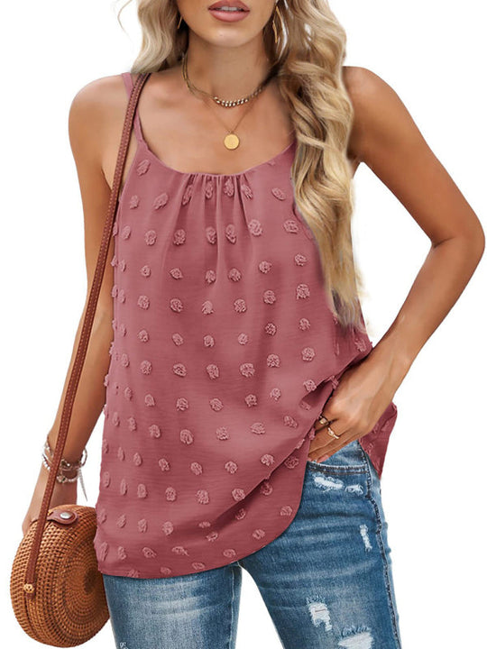 Heidi-Mode | Rundhals Pompom Ärmelloses Verstellbares Tops Damen