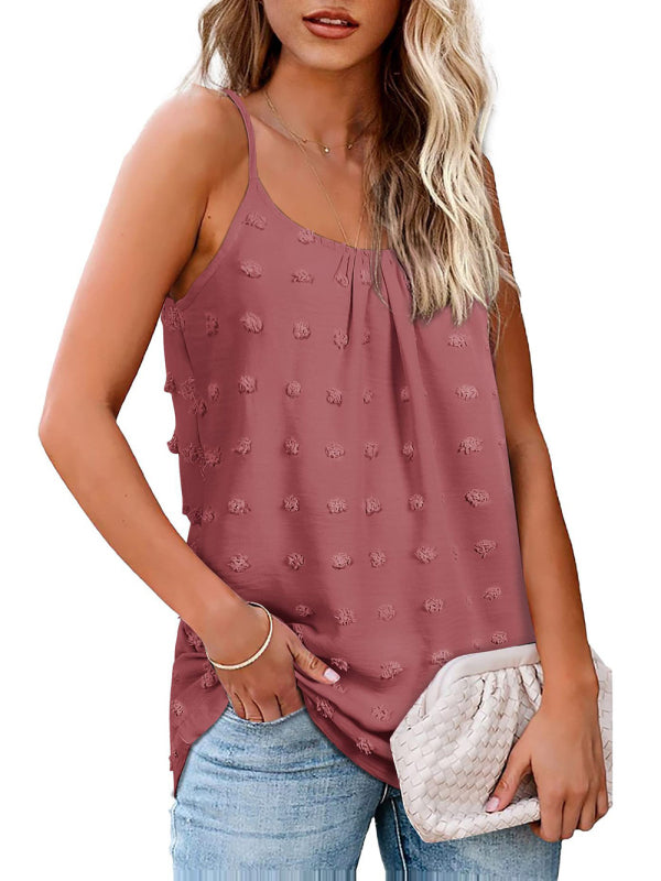 Heidi-Mode | Rundhals Pompom Ärmelloses Verstellbares Tops Damen