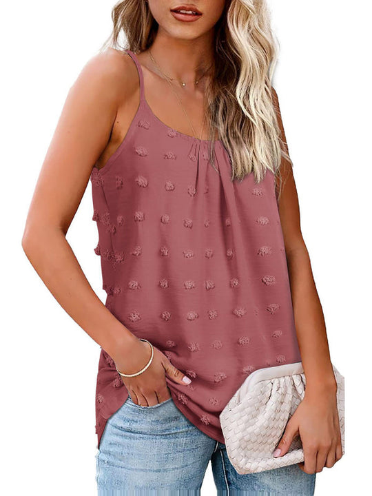 Heidi-Mode | Rundhals Pompom Ärmelloses Verstellbares Tops Damen