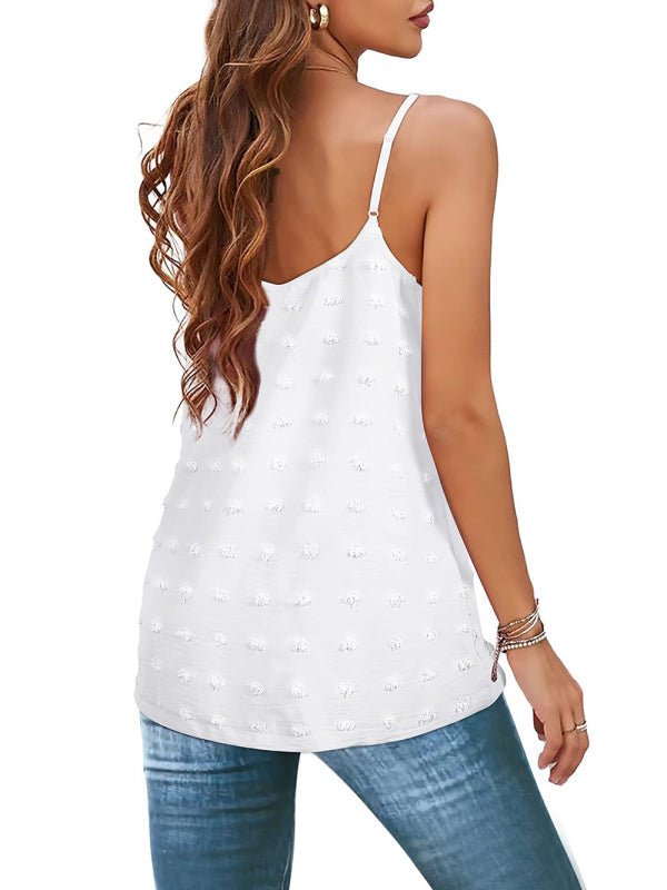 Heidi-Mode | Rundhals Pompom Ärmelloses Verstellbares Tops Damen