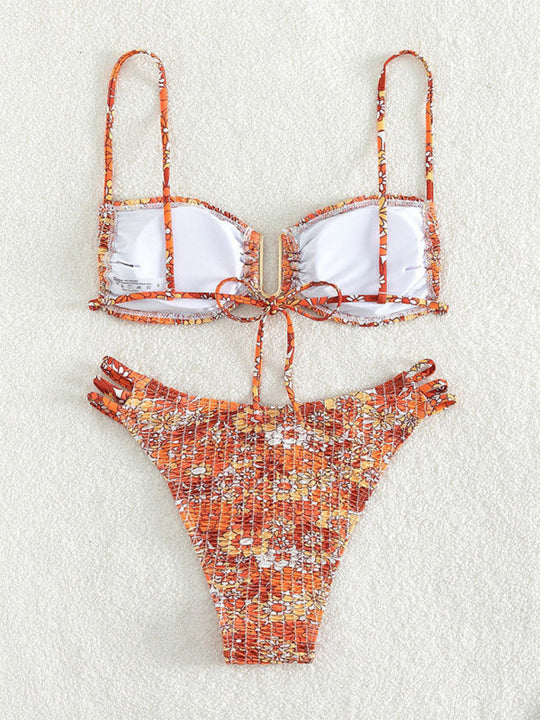 Heidi-Mode | Fashion Bedruckter Badeanzug Sexy Dreieck Zweiteiliger Badeanzug Bikini