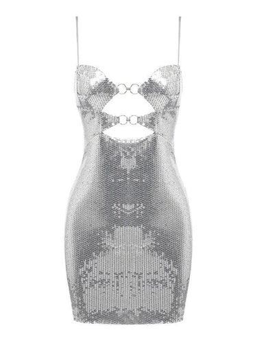 Heidi-Mode | Damen Schnalle Silber Pailletten Kleid