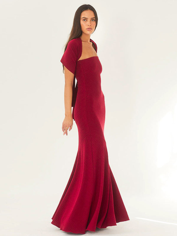 Heidi-Mode | Brust-Umwickeltes Fisch-Saum Schal Kleid