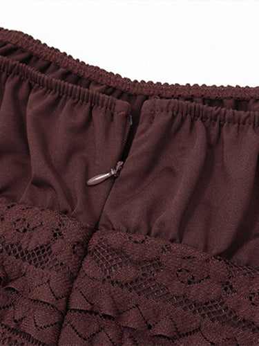 Heidi-Mode | Damen sexy quadratischer Ausschnitt tief ausgeschnitten Trompetenärmel hüftbedeckendes Kleid