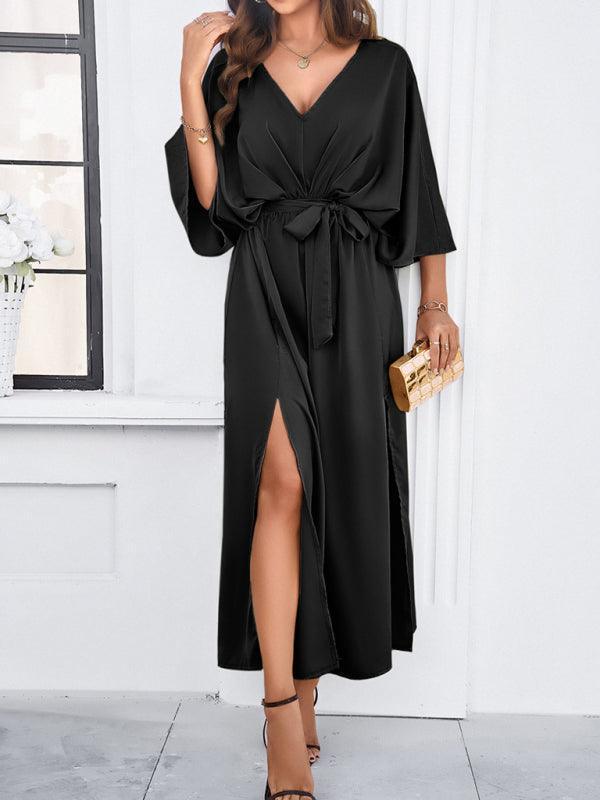 Heidi-Mode | Damen Elegantes V-Ausschnitt Lockere Kleid