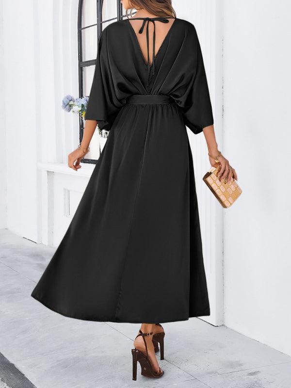 Heidi-Mode | Damen Elegantes V-Ausschnitt Lockere Kleid