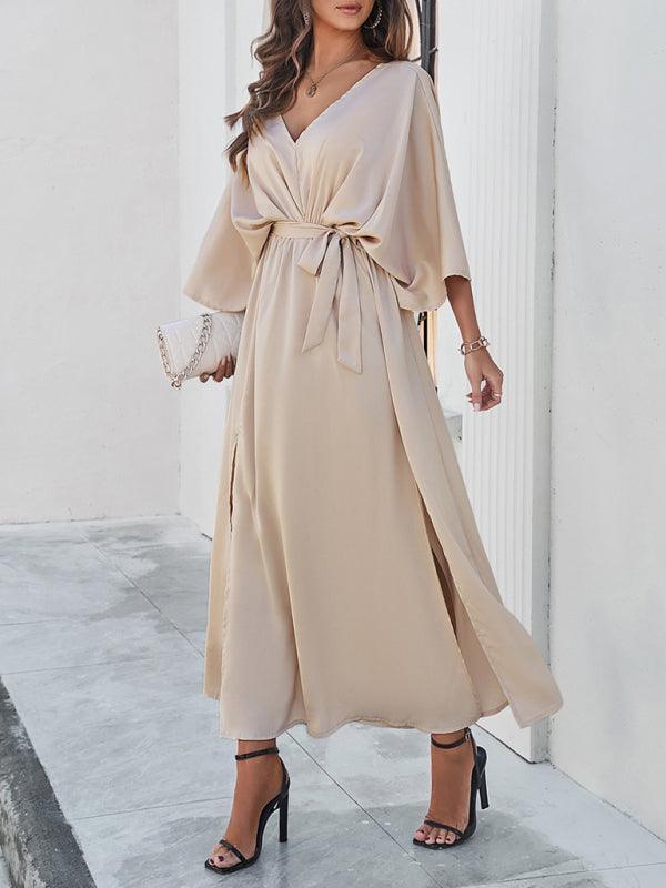 Heidi-Mode | Damen Elegantes V-Ausschnitt Lockere Kleid