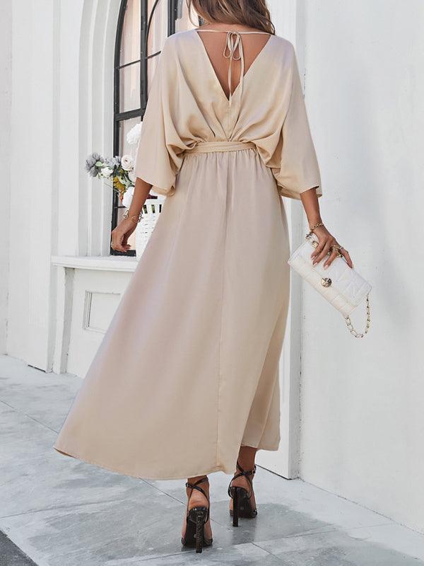 Heidi-Mode | Damen Elegantes V-Ausschnitt Lockere Kleid