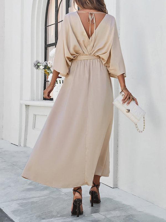 Heidi-Mode | Damen Elegantes V-Ausschnitt Lockere Kleid