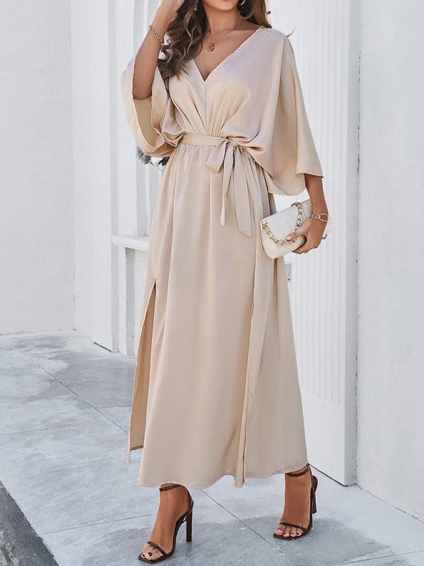 Heidi-Mode | Damen Elegantes V-Ausschnitt Lockere Kleid