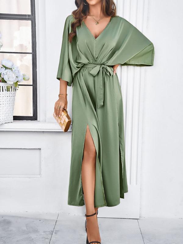 Heidi-Mode | Damen Elegantes V-Ausschnitt Lockere Kleid