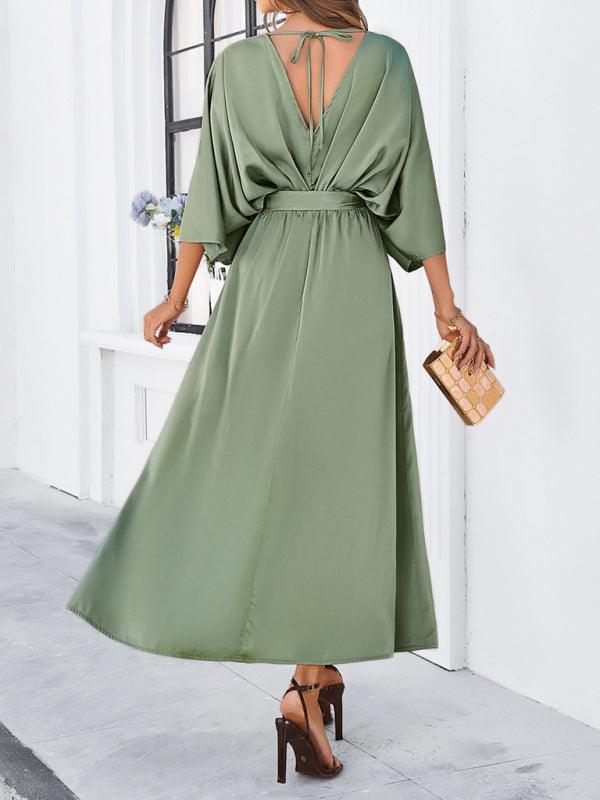 Heidi-Mode | Damen Elegantes V-Ausschnitt Lockere Kleid