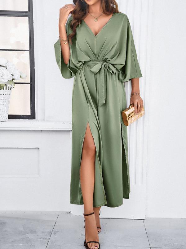 Heidi-Mode | Damen Elegantes V-Ausschnitt Lockere Kleid