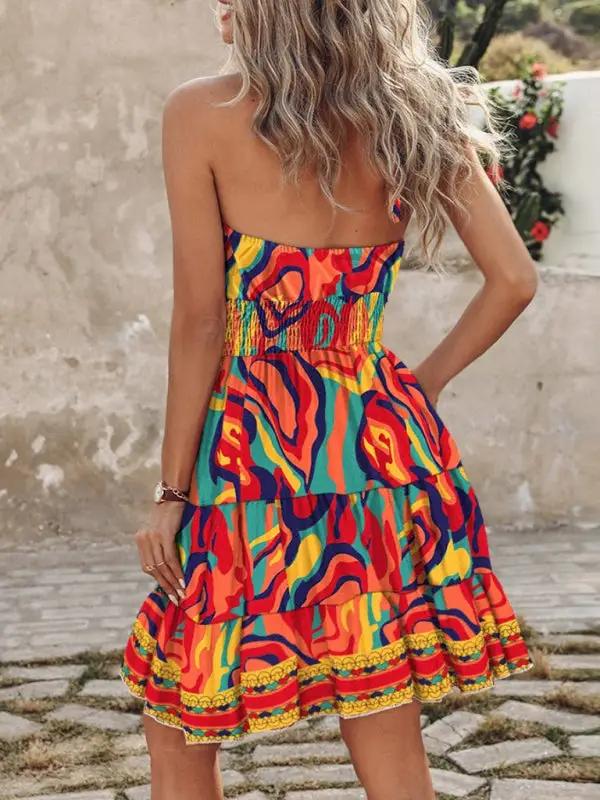 Heidi-Mode | Neue Mode sexy schulterfreies Halterneck Damenkleid