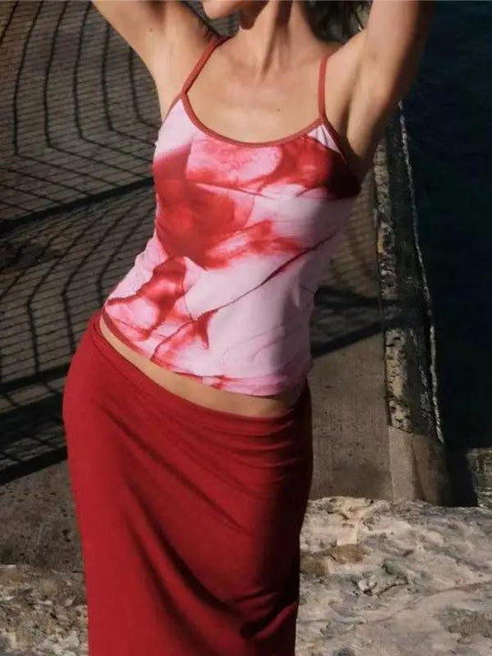 Heidi-Mode | Neues Frühling und Sommer kontrastierende Farbe sexy rückenfreies schlankes Top für heiße Mädchen