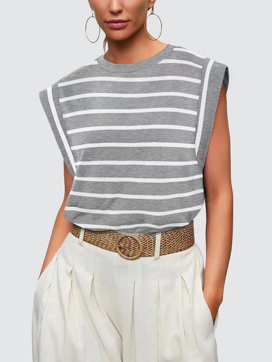 Heidi-Mode | Neues Rundhals lockeres Kurzarm-T-Shirt gestreiftes Oberteil