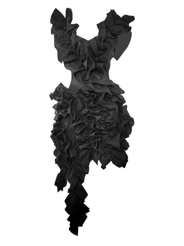 Heidi-Mode | Damen Ärmelloses Faltenfreies Rückenausschnitt Minikleid Curling Sexy Kleid