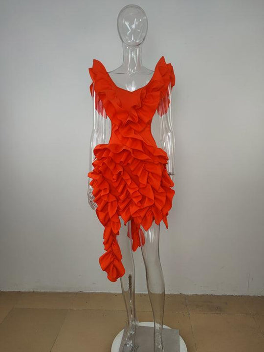 Heidi-Mode | Damen Ärmelloses Faltenfreies Rückenausschnitt Minikleid Curling Sexy Kleid